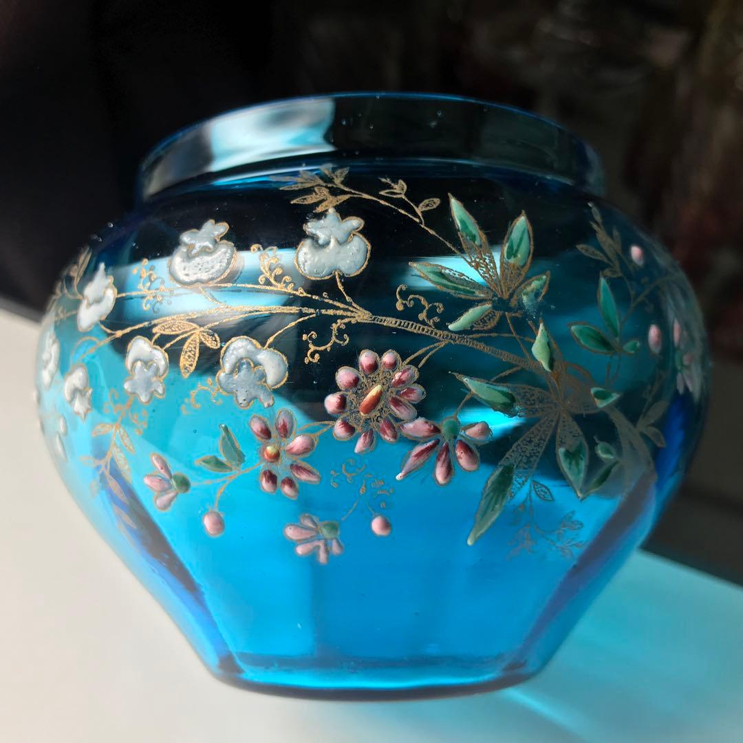 極稀少オールドバカラBaccaratシュガーポット砂糖入れ★金彩エナメル彩装飾★