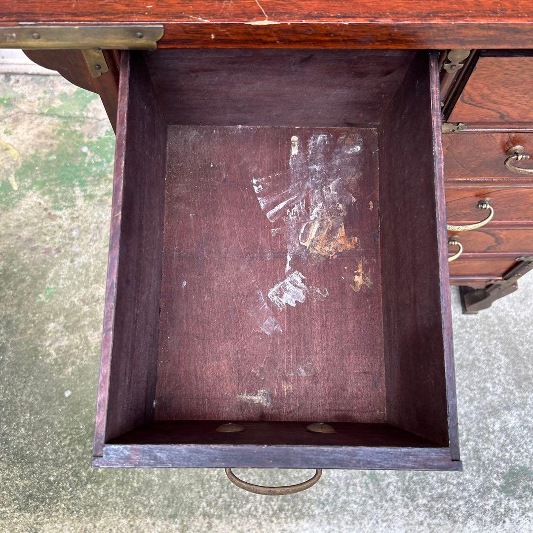 李朝家具　アンティーク　真鍮金具　脚付　キャビネット　薬箪笥　古民具