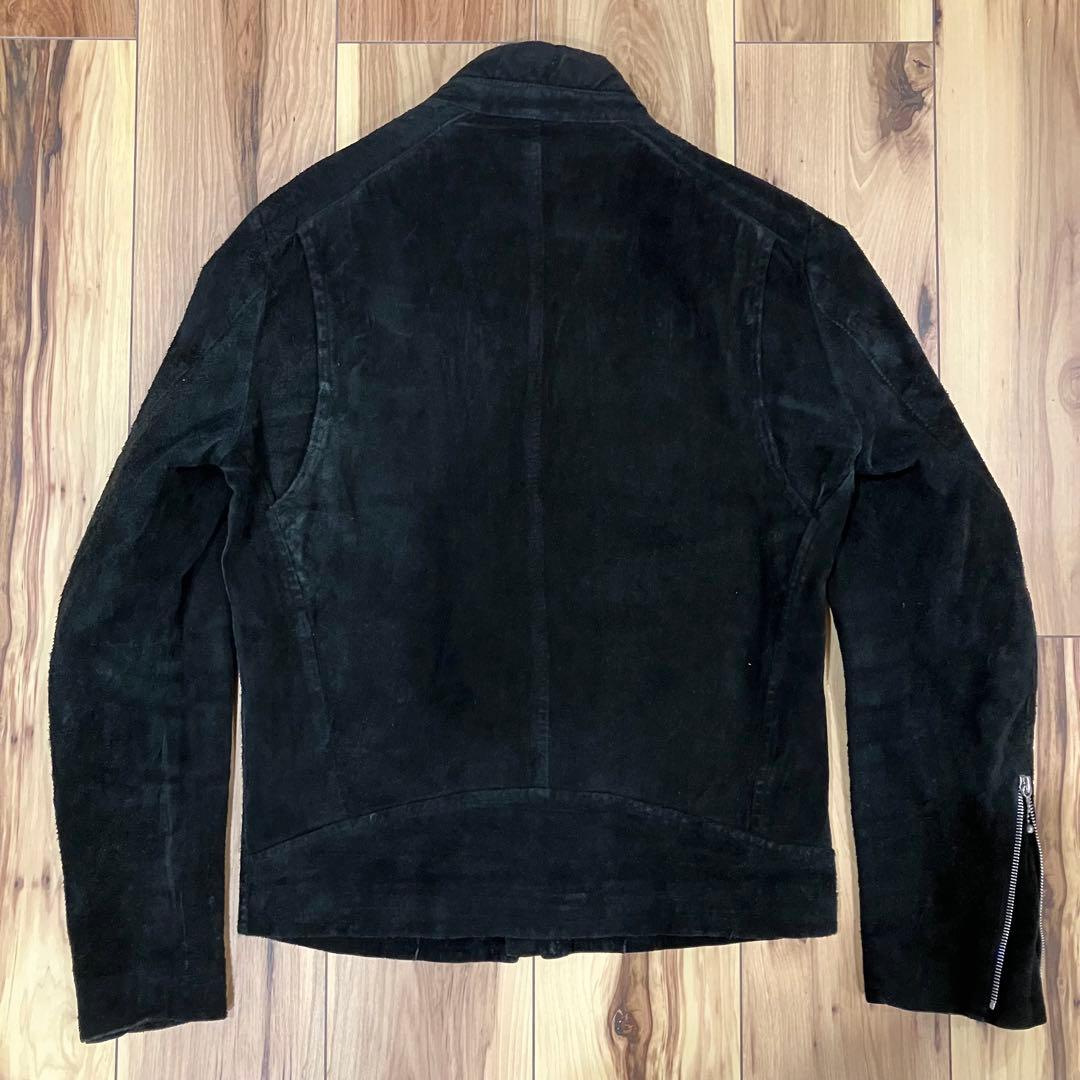 pledge プレッジ　牛革　スエード ブラック シングルライダース　ジャケット