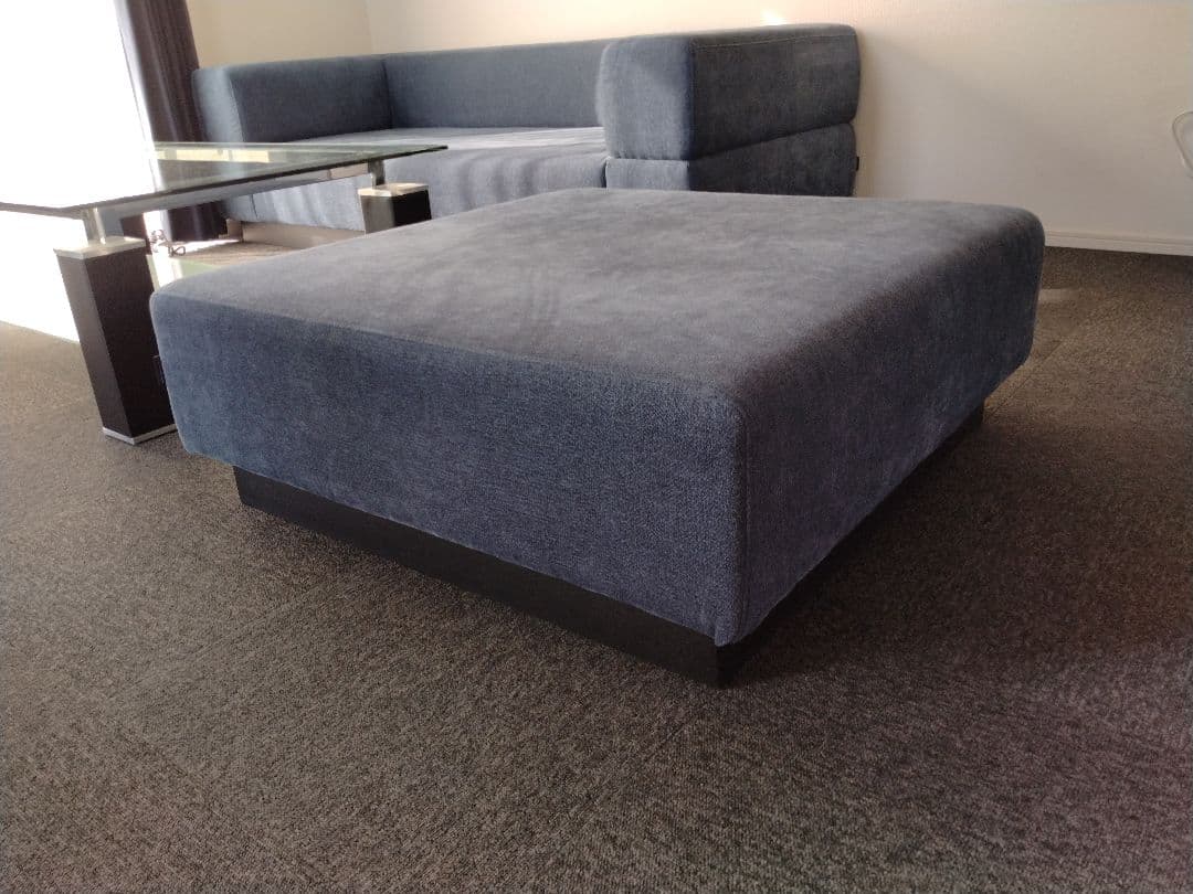 フランフラン　ダークブルー スクエアオットマン