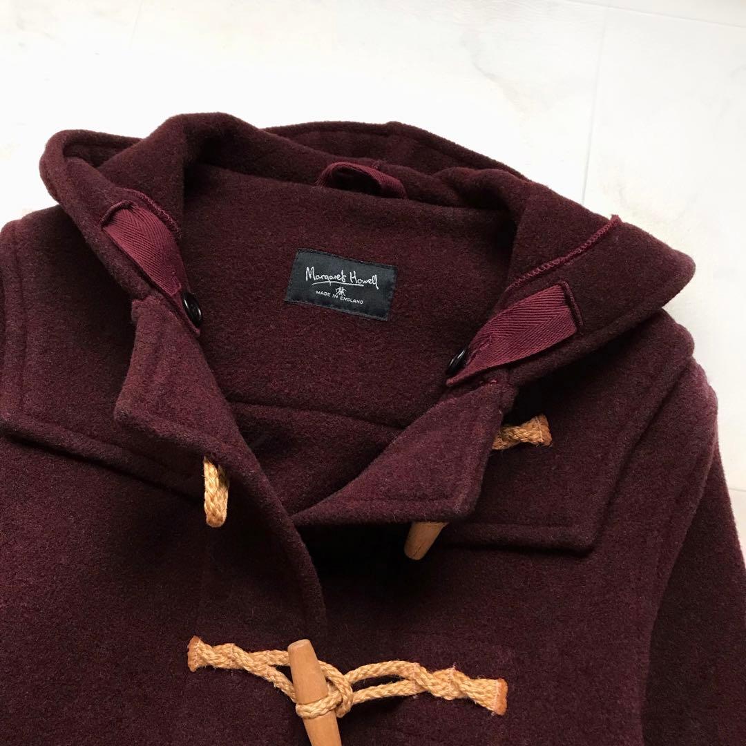 美品 マーガレットハウエル ダッフルコート 旧ロゴ 英国製 木製トグル ワイン