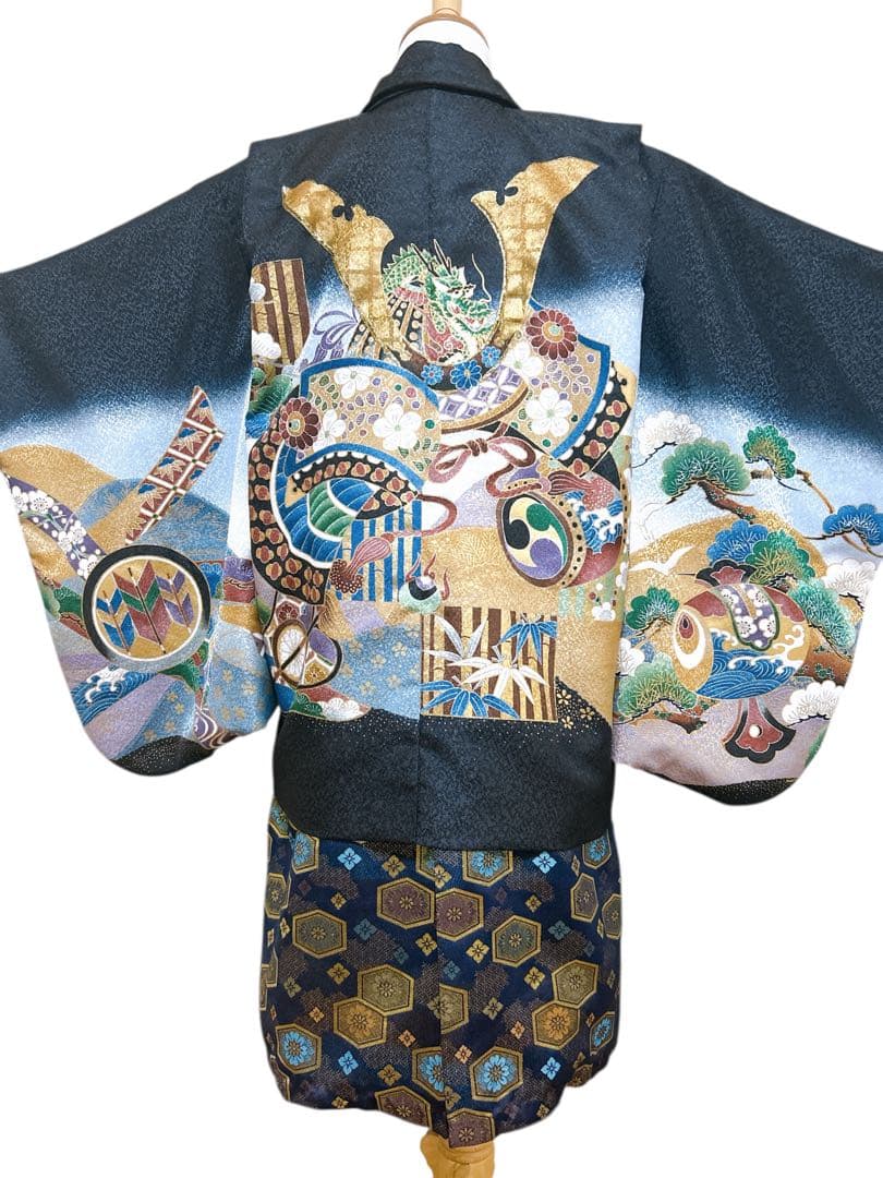 刺繍入り兜柄♡七五三　5歳　男の子　フルセット　一式　黒系