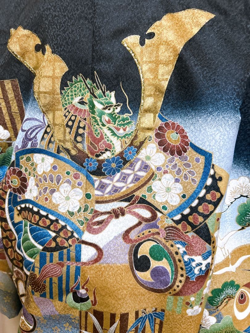 刺繍入り兜柄♡七五三　5歳　男の子　フルセット　一式　黒系