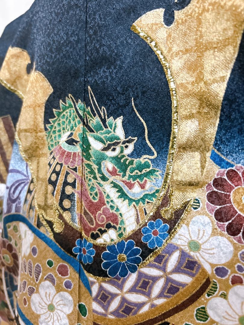 刺繍入り兜柄♡七五三　5歳　男の子　フルセット　一式　黒系