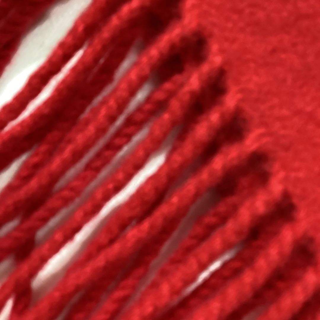 P エルメス　HERMES 赤 マフラー フリンジ付き