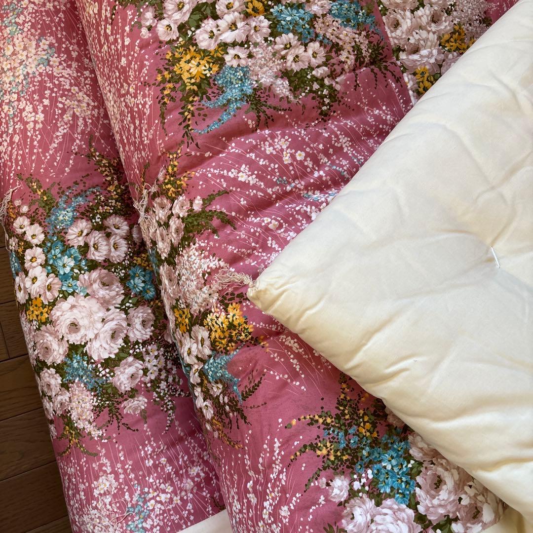 シングル 和布団 掛布団×2枚 日本製 綿布団　花柄 ピンク