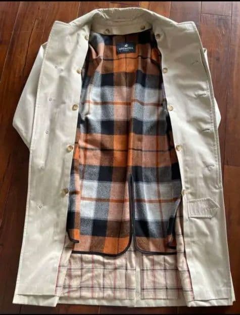 Grenfell 英国製 ステンカラーコート 36／着脱式ウールライナー付 美品