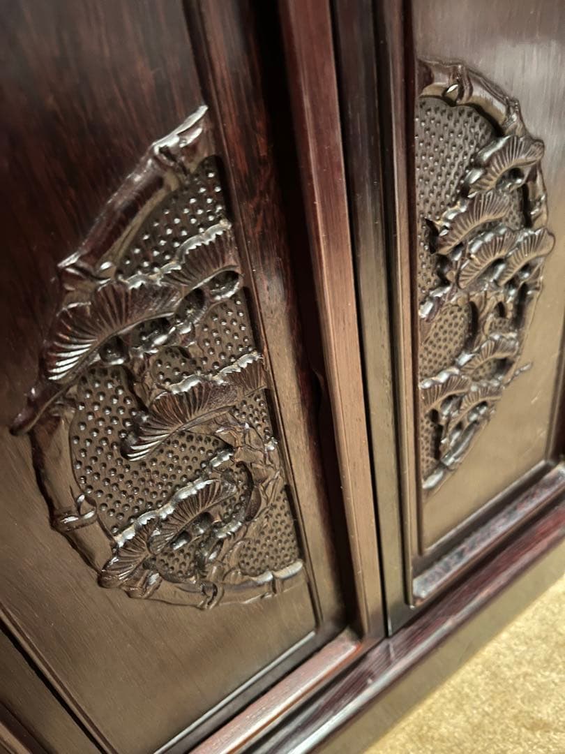 飾り棚　黒檀　紫檀　ヴィンテージ　茶棚　木製棚　和風インテリア　茶室盆栽棚