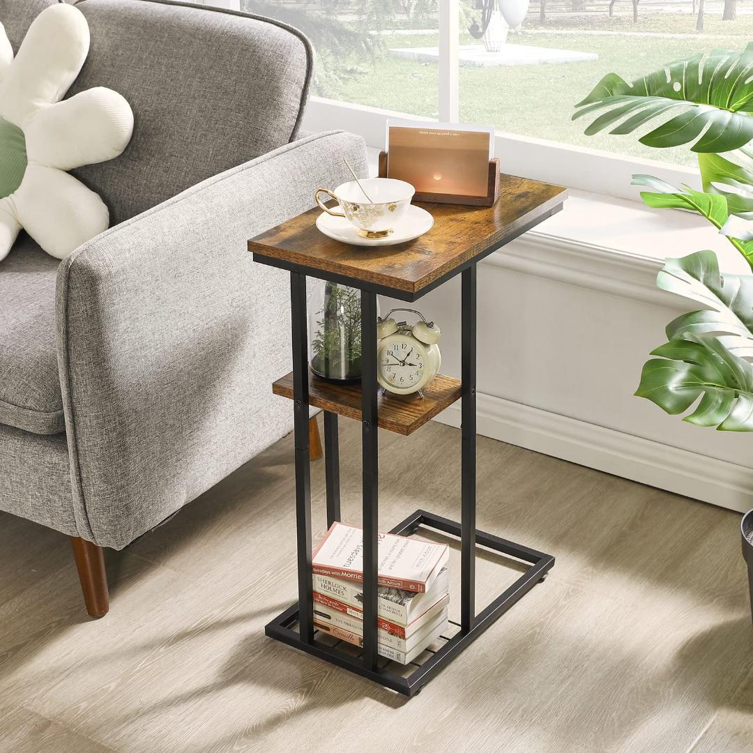 実用的 多機能 サイドテーブル 収納たくさん コの字型