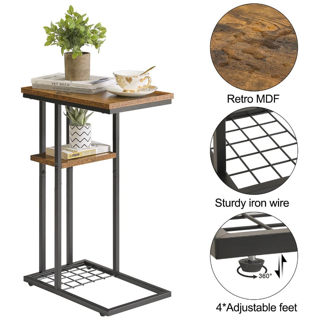 実用的 多機能 サイドテーブル 収納たくさん コの字型