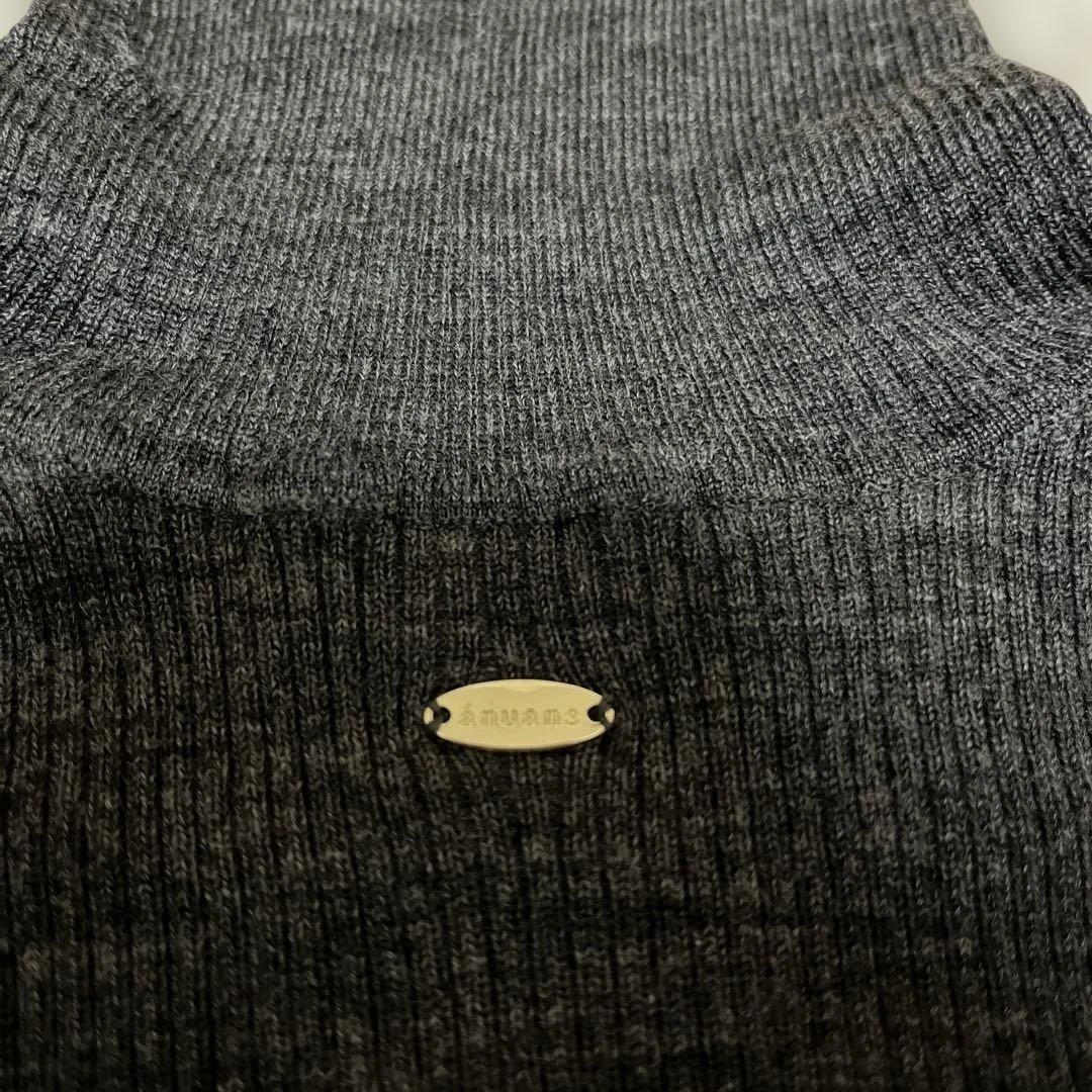 anuans スラッシュリブニットトップス グレー