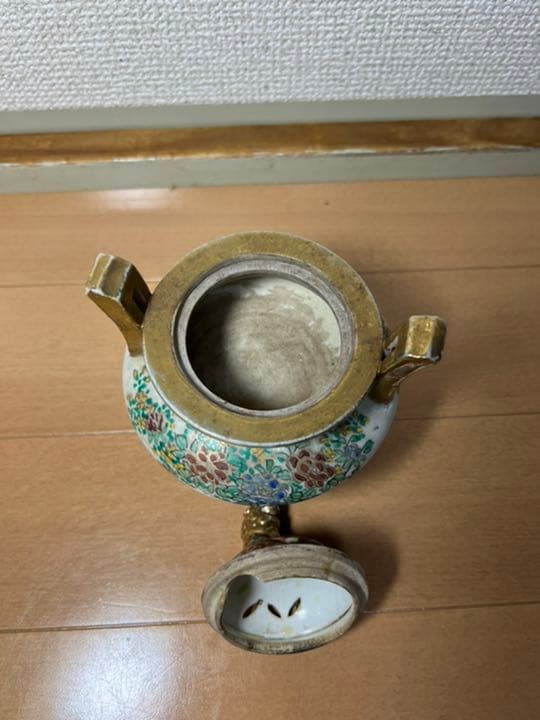 426 九谷焼　古美術品　香炉　角福　時代物