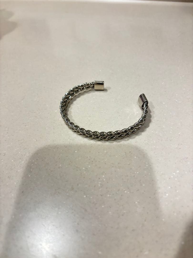 シルバー925/編み込みバングル/ブレスレット/エスニック/調整可能/美品