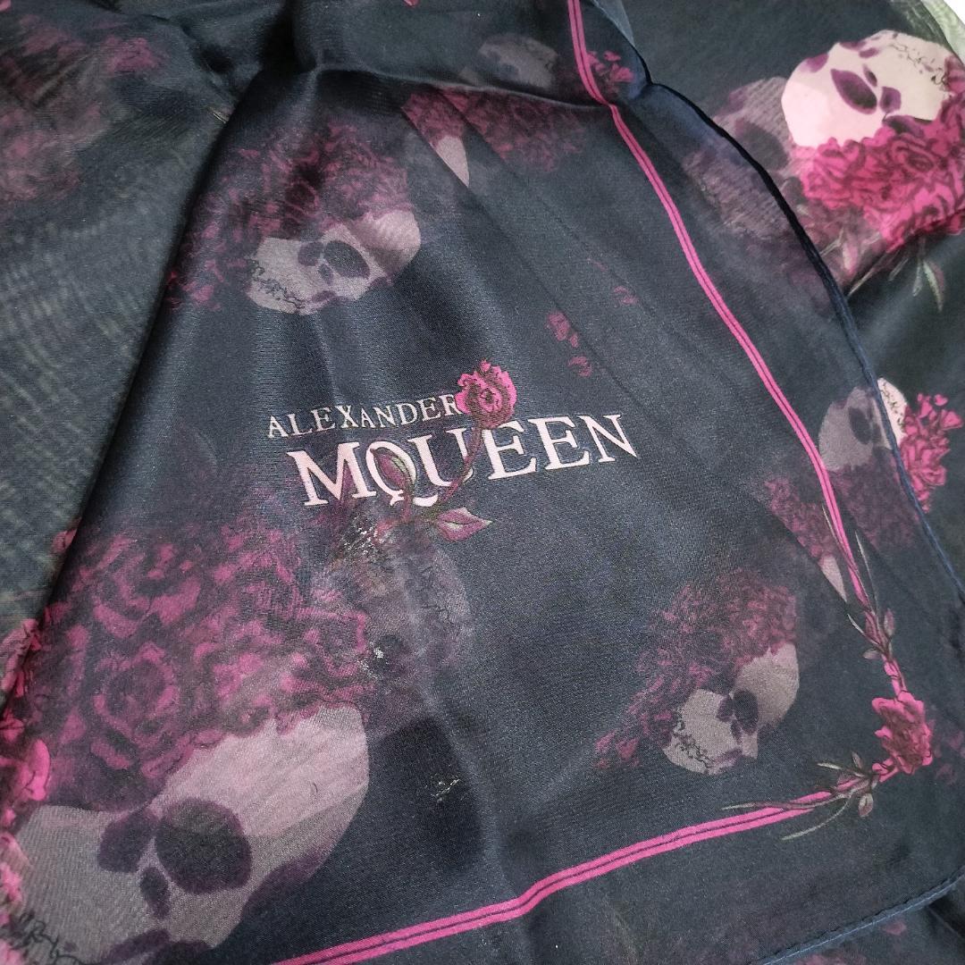 ALEXANDER McQEEN 髑髏 スカル 大判 スカーフ ストール黒