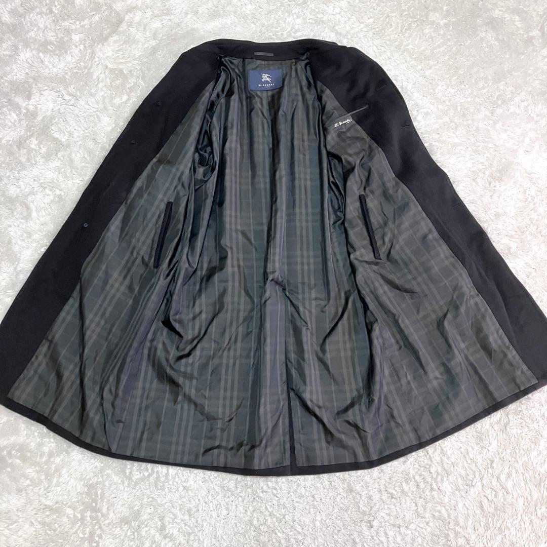 美品 バーバリー ロンドン ステンカラーコート カシミヤ アンゴラ チェック