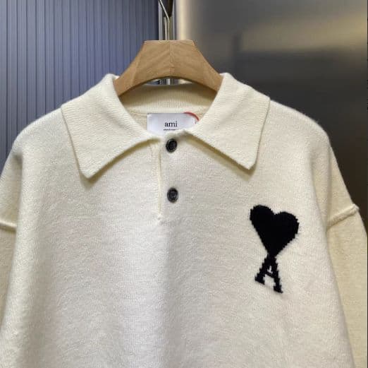❤ AMI PARIS ホワイト ニット セーター ポロニット M