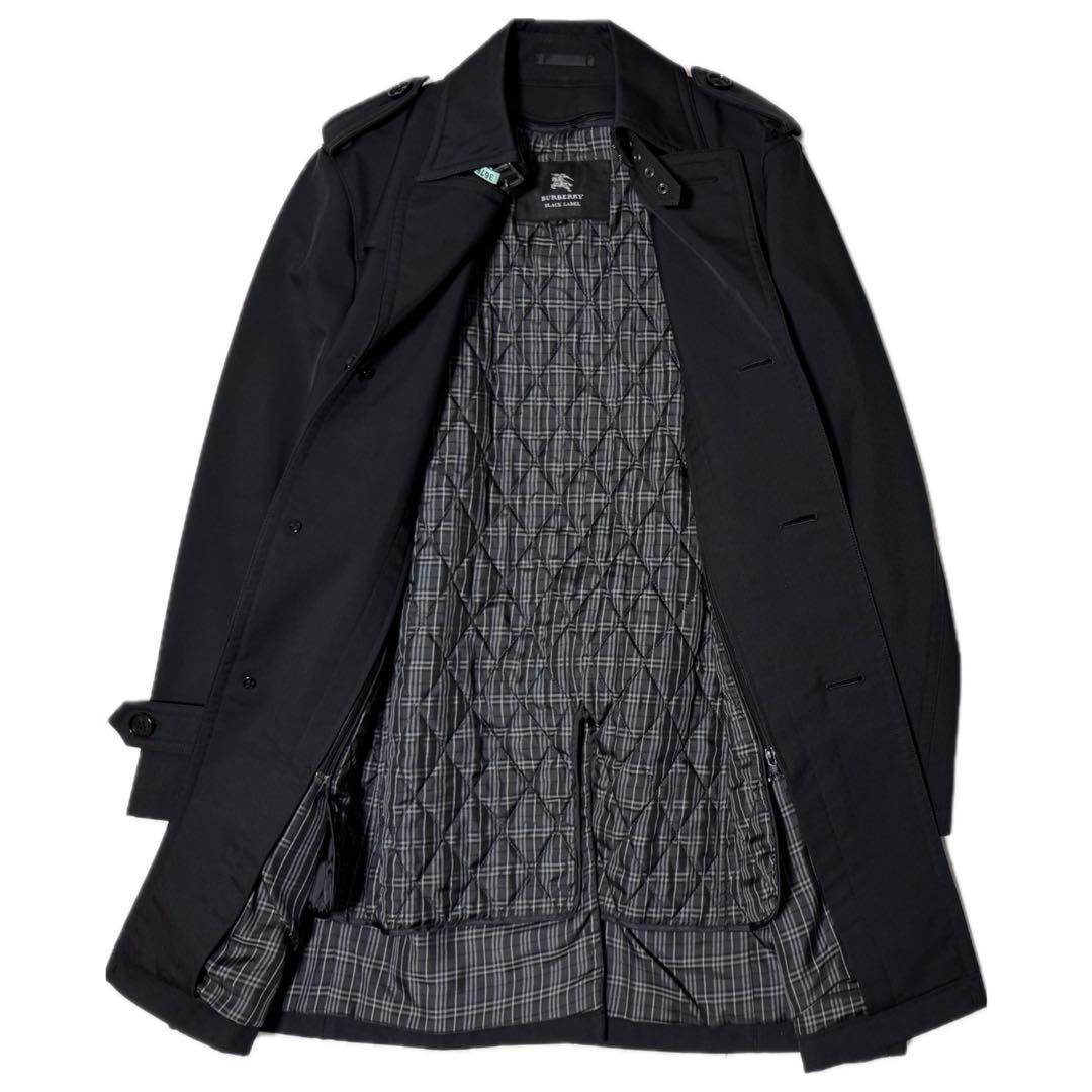バーバリーブラックレーベル キルティングライナー付きシングルトレンチコート M黒