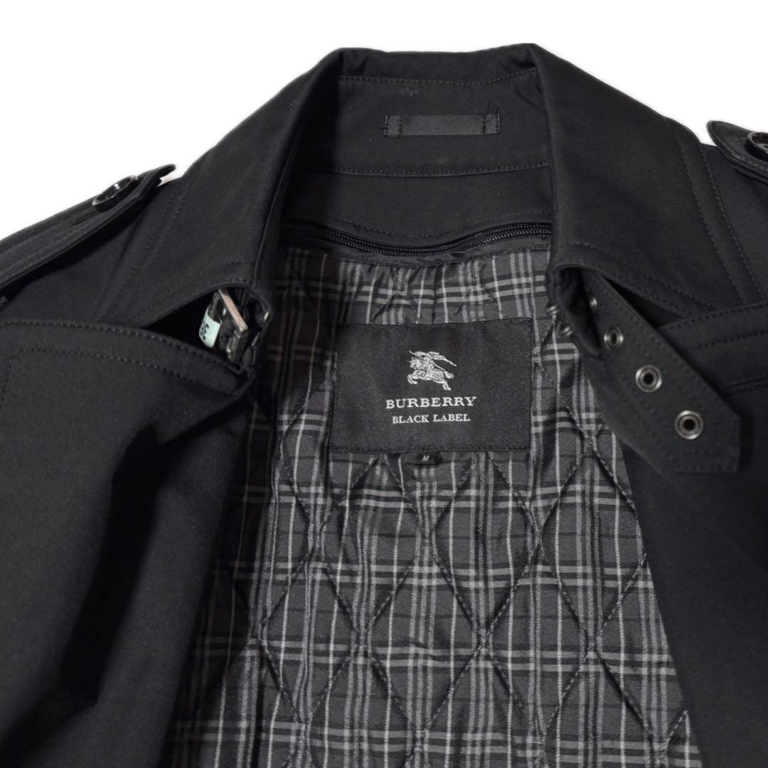 バーバリーブラックレーベル キルティングライナー付きシングルトレンチコート M黒
