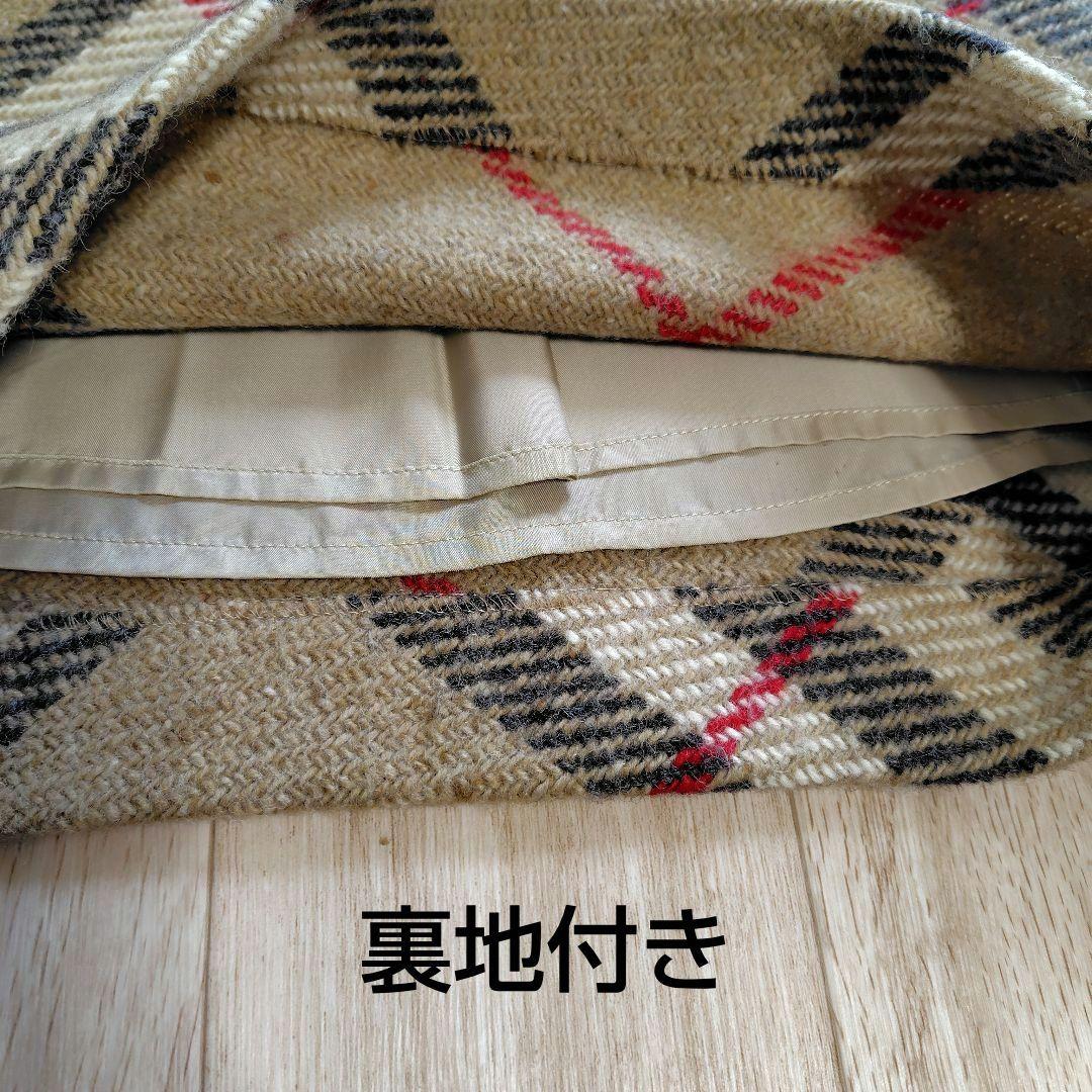 【美品】バーバリーロンドン　ひざ丈スカート　チェック柄　ウール　サイズ38