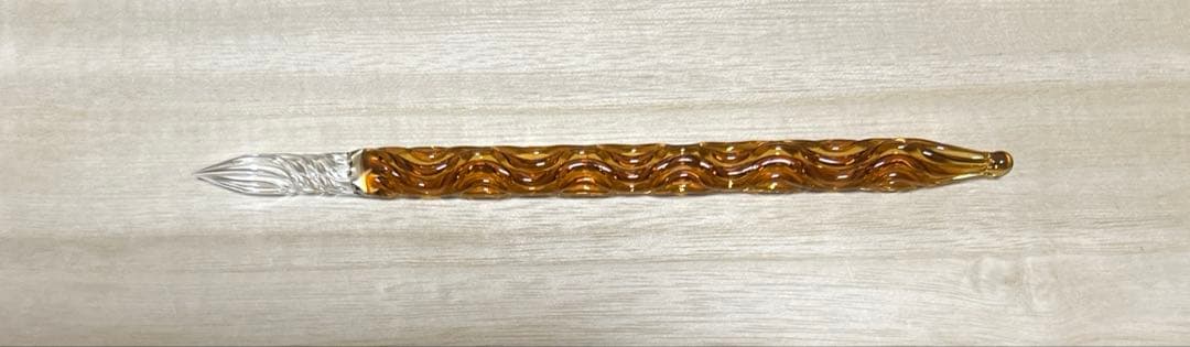 菅清風作・硬質ガラスペン・白川・ブラウン