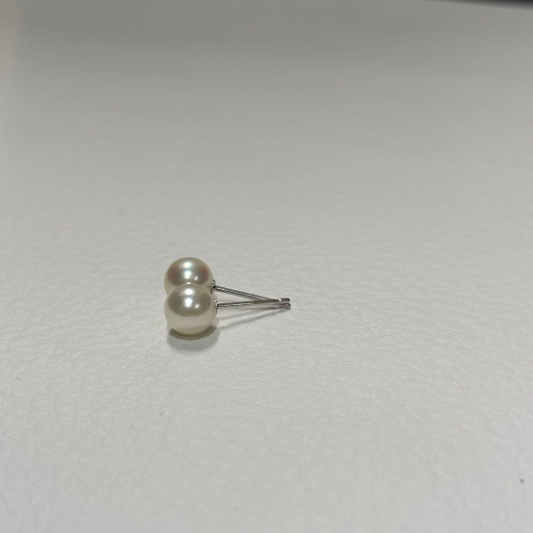 496 パールピアス　あこや真珠　5.8mm K14WG