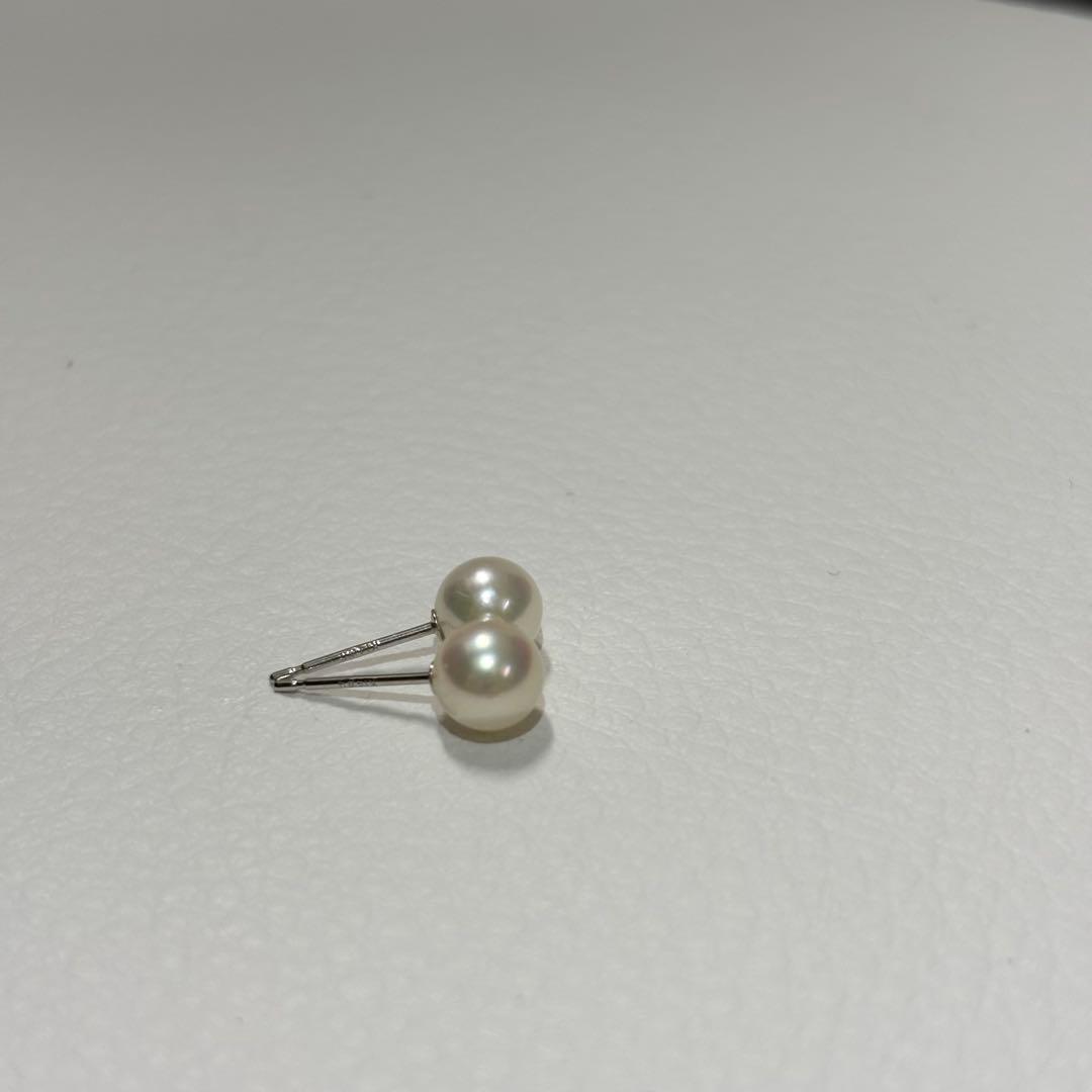 496 パールピアス　あこや真珠　5.8mm K14WG