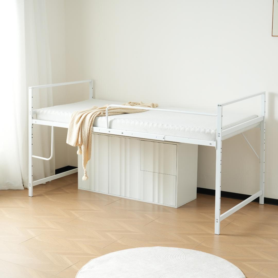 超人気！【高さ110cm】ロフトベッド収納 北欧風 大人 一人暮らし WHITE