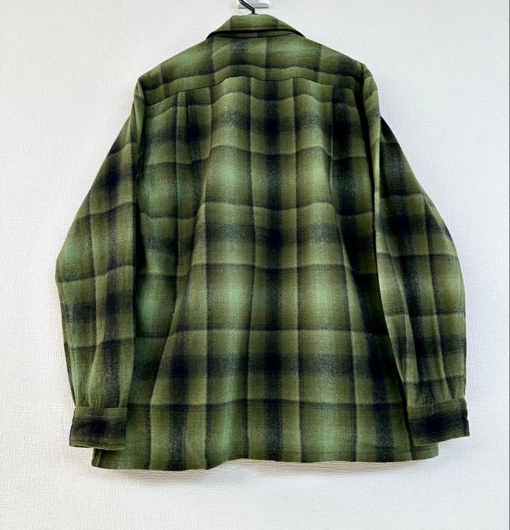 超超スペシャル 60s cascade オンブレ ウール シャツ M グリーン