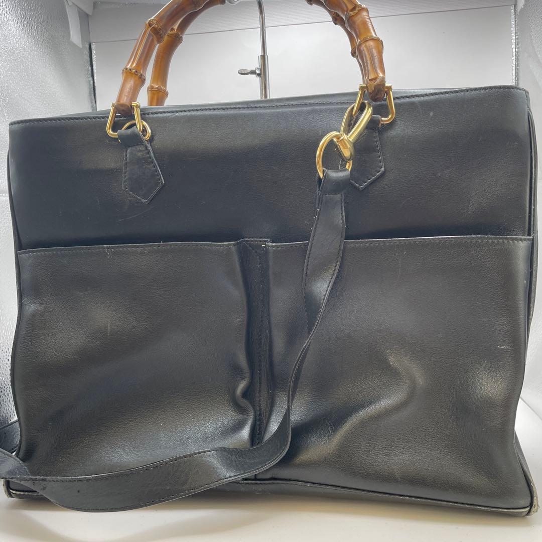特価✨ GUCCI グッチ バンブー 2way トートバッグ ブラック レザー
