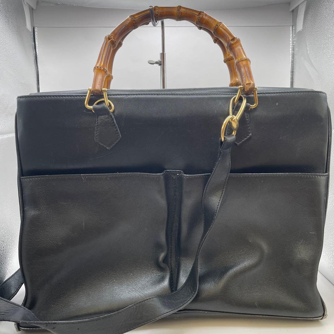 特価✨ GUCCI グッチ バンブー 2way トートバッグ ブラック レザー