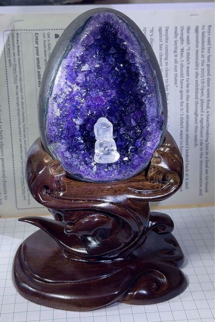 MY SS-0191本物保証 高品質 天然水晶 恐龍卵 金銭運　アメジスト