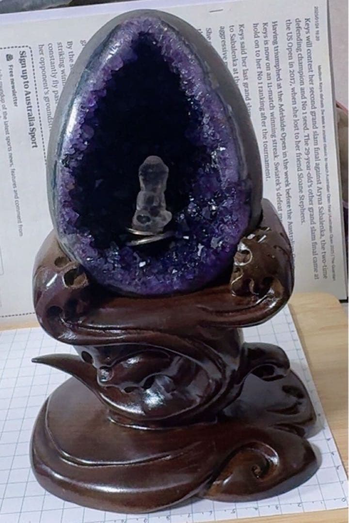 MY SS-0191本物保証 高品質 天然水晶 恐龍卵 金銭運　アメジスト