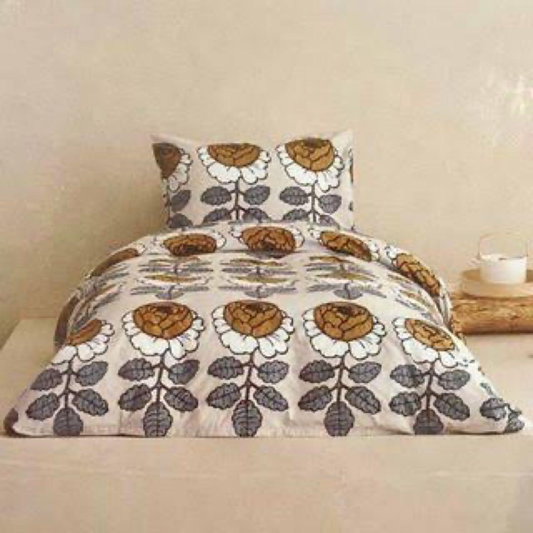 新品 marimekko MAALAISRUUSU 掛け布団カバー イエロー