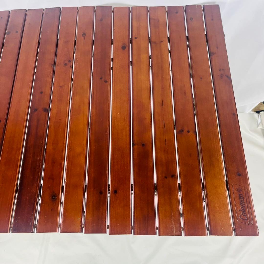 【良品】 Coleman コールマン ウッドロールテーブル 110×70×71