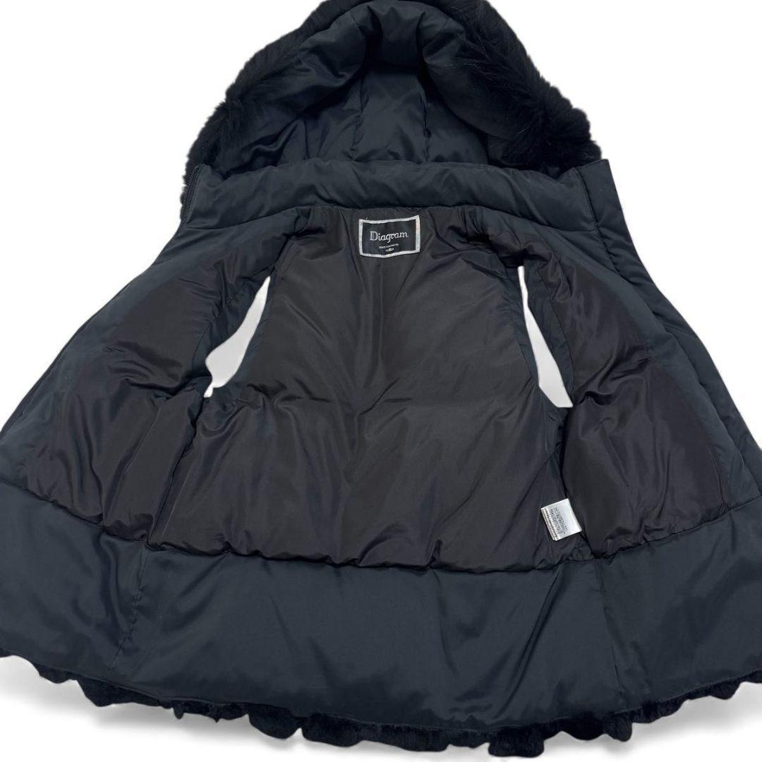 ダイアグラム　ダウンベスト　レッキス　ラビット　フード　脱着可能　ブラック　36