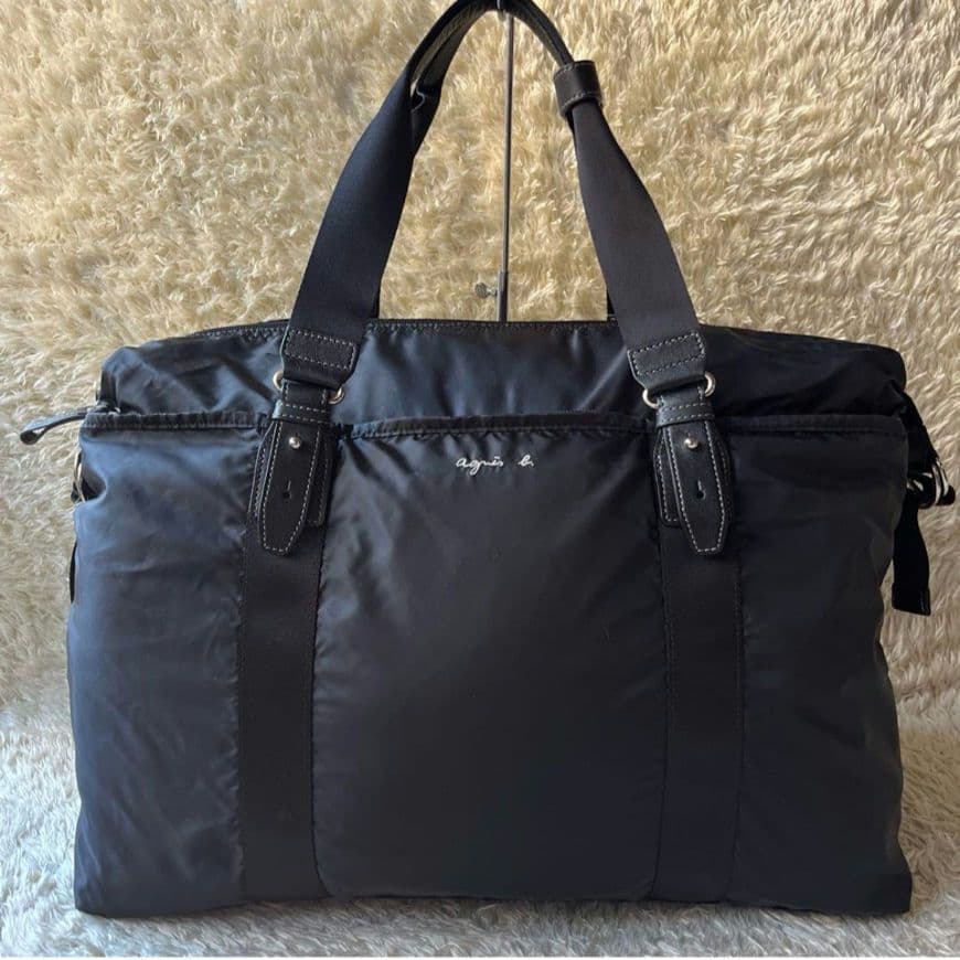 agnesb アニエスベー 2way ボストンバッグ ロゴ刺繍　ナイロン 大容量