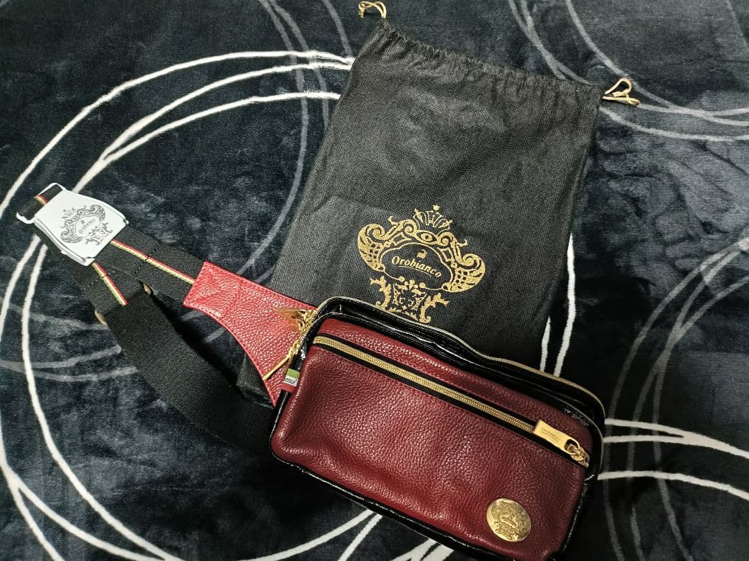 Orobianco LIMONTA 赤×黒 レザー メンズ ボディバッグ