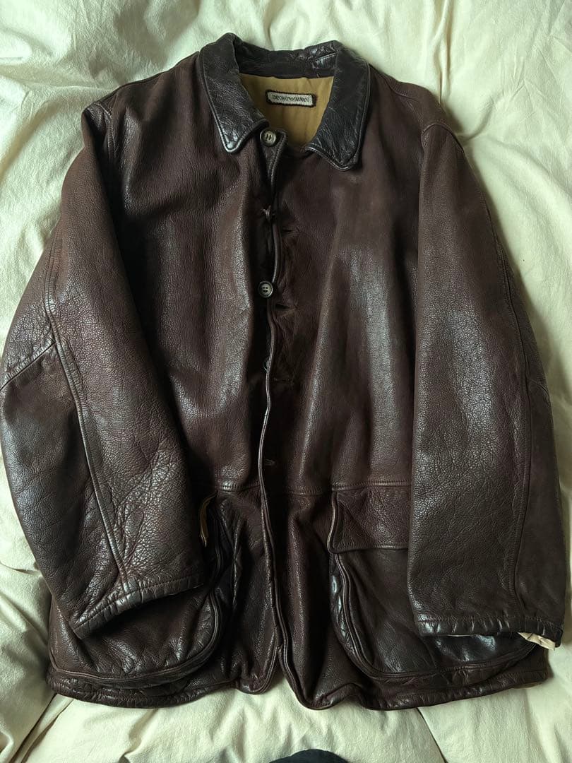 EMPORIO ARMANI ブラウン レザージャケット USED