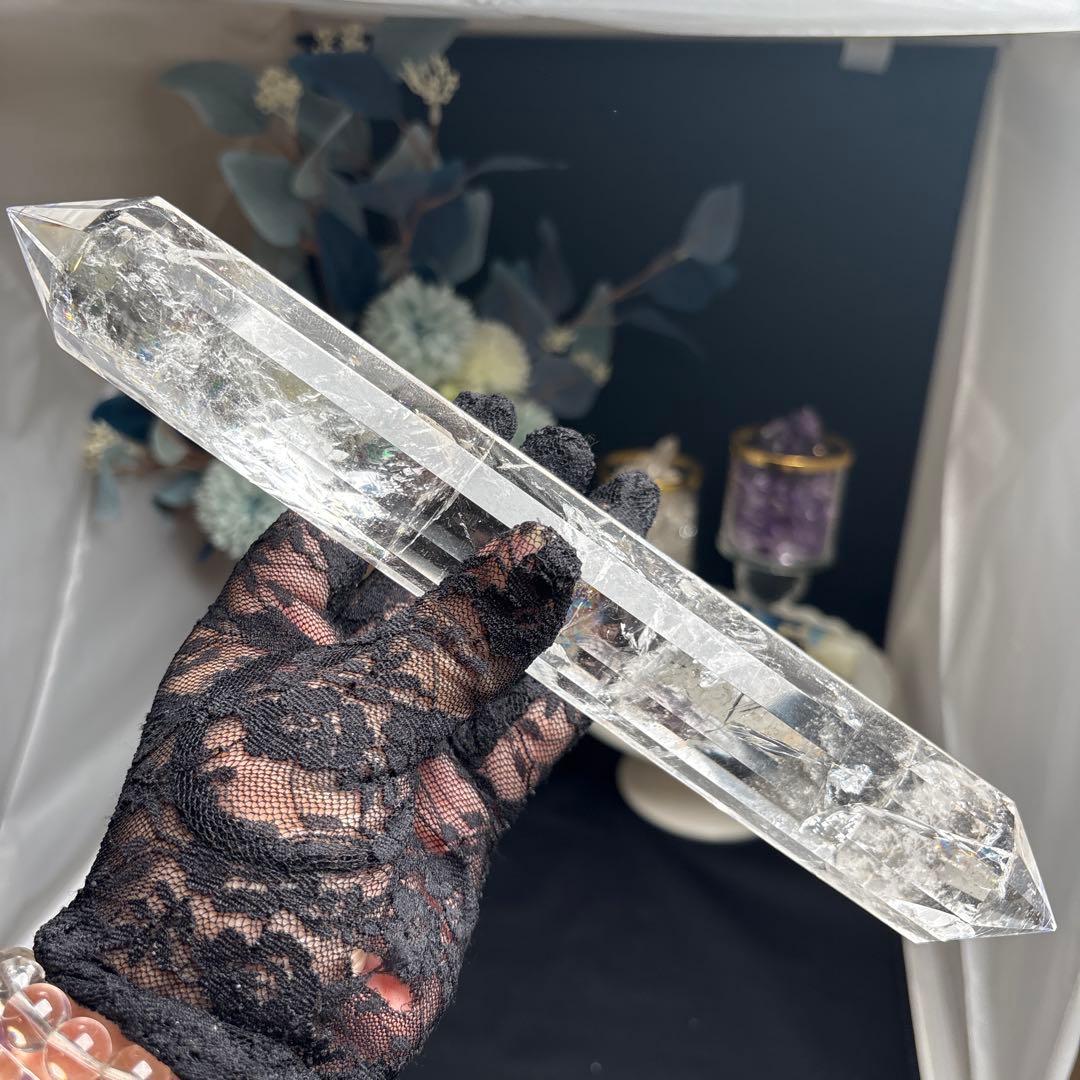 高品質 水晶12面カットダブルポイント 25cm No.2645