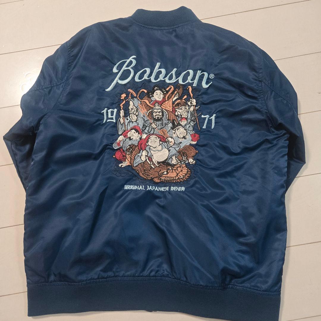 七福神 刺繍 MA-1 スカジャン フライト ジャケット ネイビー JAPAN