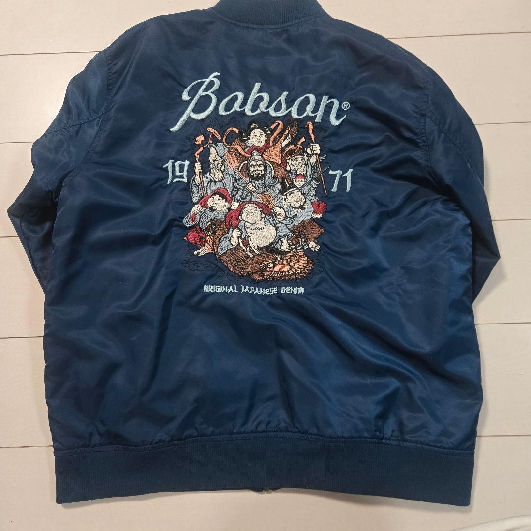 七福神 刺繍 MA-1 スカジャン フライト ジャケット ネイビー JAPAN