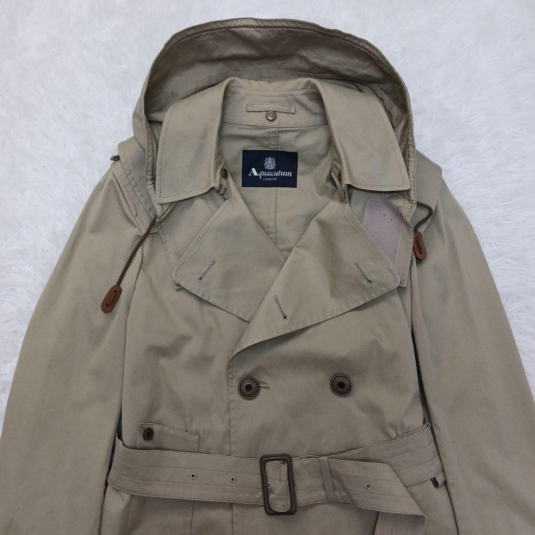 ✨レアデザイン✨アクアスキュータム　トレンチコート　フード付き　36