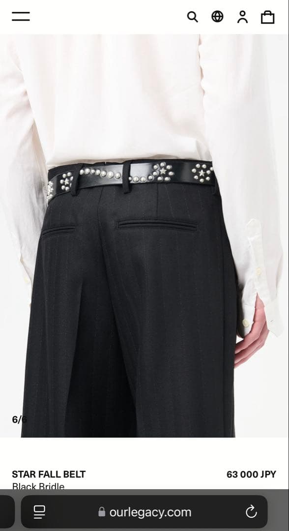 【美品】OUR LEGACY STAR FALL BELT 70サイズ