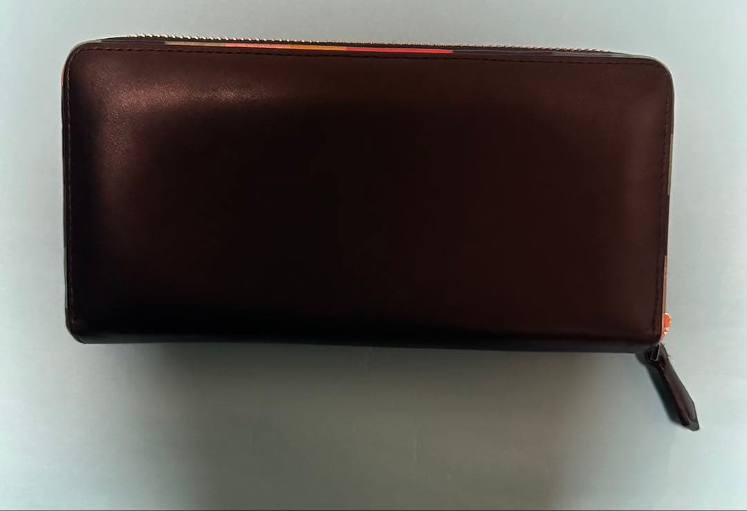 ポールスミス レザー 長財布 牛革 ブラック マルチカラー ストライプ