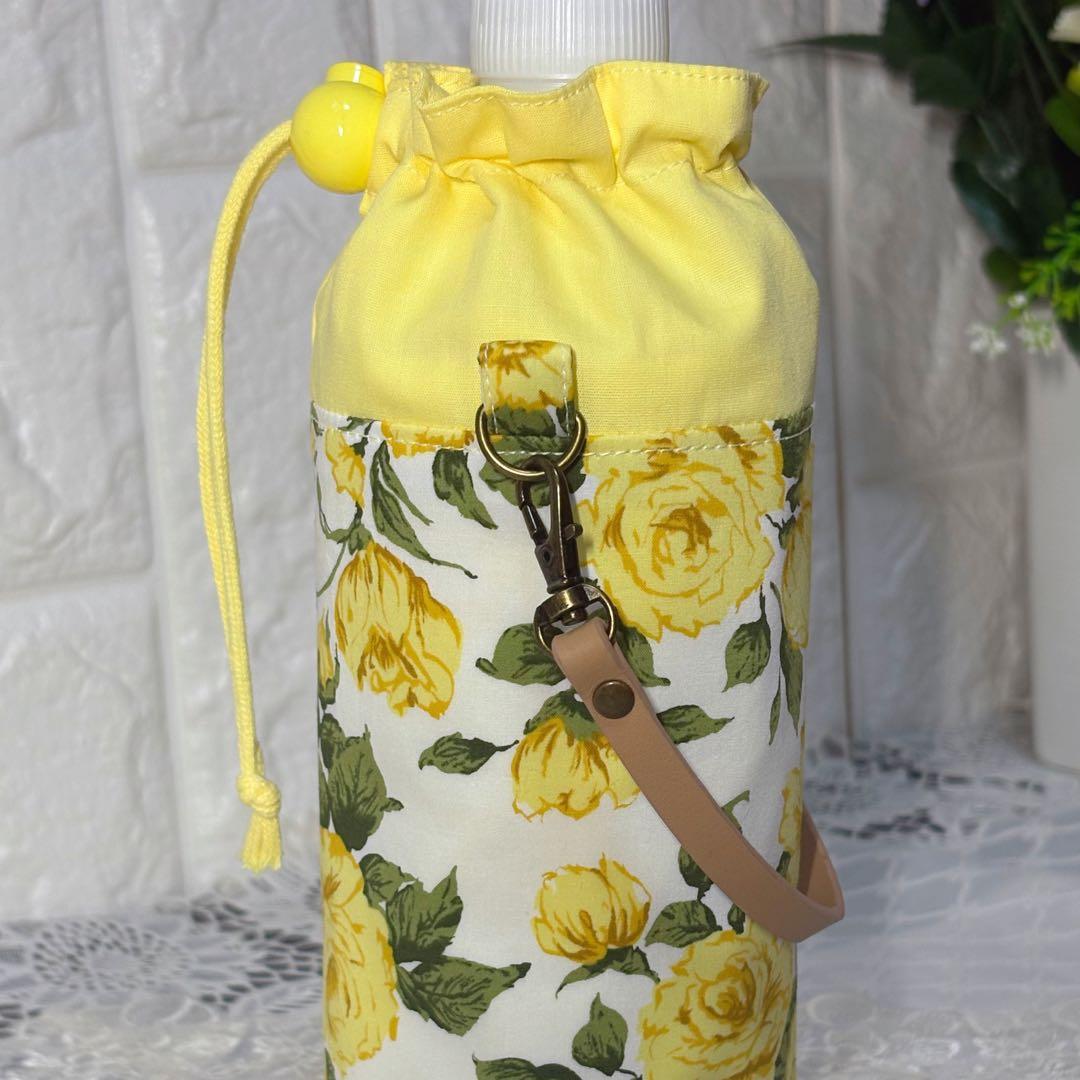 ペットボトルカバー　リバティカーラインローズ/イエロー　ハンドメイド