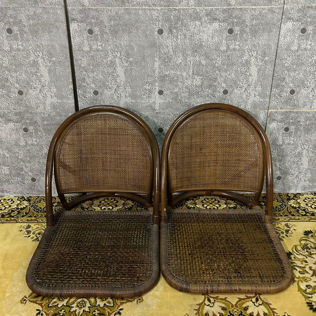 ꧁籐家具꧂ラタン座卓&座椅子2脚セット ガラス 食卓 机 椅子 いす イス