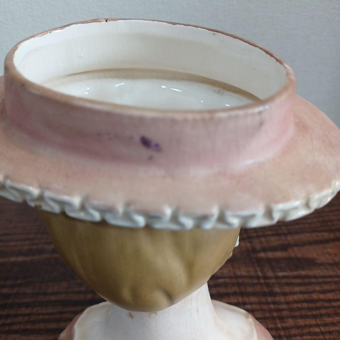 ビンテージ レディヘッドベース 陶器製の置物花瓶　薄紫とオレンジ　2点セット