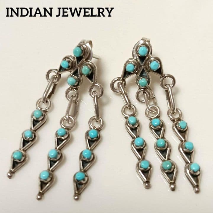 ♦1/29迄♦インディアンジュエリー スターリング ターコイズ ダングル ピアス