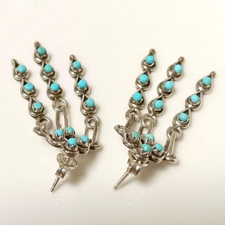 ♦1/29迄♦インディアンジュエリー スターリング ターコイズ ダングル ピアス