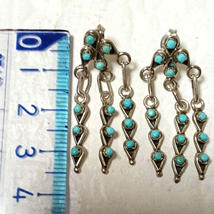 ♦1/29迄♦インディアンジュエリー スターリング ターコイズ ダングル ピアス